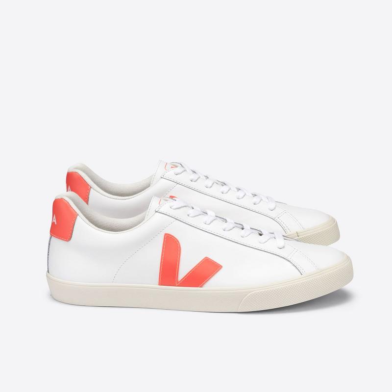 Tenis Veja Mujer Outlet - Esplar Zapatillas Blancas Naranjas Cuero ES4403241